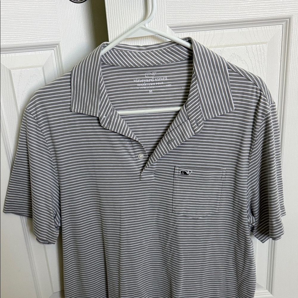 Vineyard Vines Gray Stripe Edgartown Polo